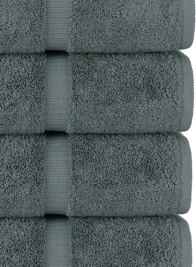 Chakir Turkish Linens | Hotel & Spa Quality 100% Cotton Luxury Turkish Towels | Soft & Absorbent (30x60 Inches Extra Large Bath Towels, Set of 4 - Dark Gray)
