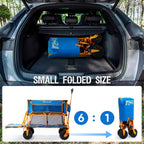Old Bahama Bay 400L Collapsible Double Decker Beach Wagon with Brakes, Folding Beach Cart with 54" Extra Long Decker, 450LBS Heavy Duty Wagon Chart with All-Terrain Big Wheels for Sand Camping Garden