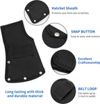 Hatchet Head Sheath Holster, Black Oxford Sheath for 1-1/4Lb Axe, Double Snap Hatchet Protector Cover with Belt Loop, Outdoor Camping Hiking Accessories