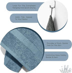 100% Cotton Bath Towel Set of 12-4 Bath Towels, 4 Hand Towels, 4 Wash Cloths, Sustainable, Soft, Highly Absorbent, Combed Cotton 12 Piece Set for Hotels, Spa, Bathroom, Dorm, Blue