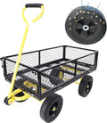 Wagon with Removable Sides - Farm, Warehouse & Garden Dump Cart - Solid Yellow+Black Wheels