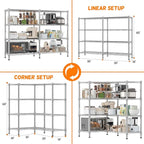 Homdox Heavy Duty Storage Shelves, 4 Tier Wire Shelving Unit, Adjustable Metal Shelves for Storage, Garage Rack Pantry Shelves Kitchen Shelving, 14"x60"x60", Silver Gray