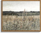 InSimSea Framed Canvas Wall Art Vintage Decor, Wildflower Field Canvas Wall Art Paintings Prints, Rustic Landscape Wall Decor for Bathroom Office, Office Dining Room Decor, 11"x14"