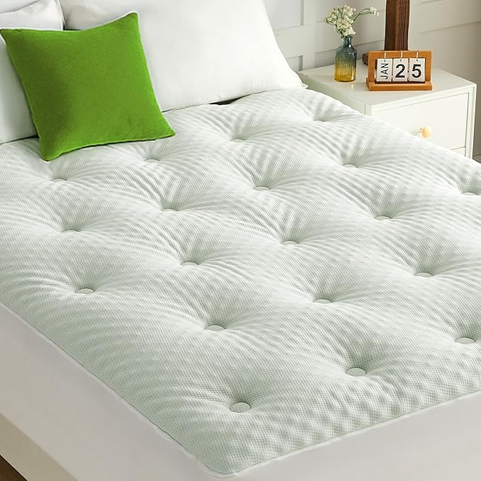 QUIETSEA Reversible RV King Mattress Topper Egg Crate Memory Foam Mattress Topper, Bamboo Viscose Mattress Pad RV King, Noiseless Waterproof Mattress Cover with Deep Pocket up to 21", 72" x 80"