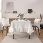 patdrea Vintage Ruffle Tablecloth for Rectangle Tables,Farmhouse Embroidered Cotton White Lace Table Cloth Cover Decor for Dining Room Wedding Banquet Thanksgiving Christmas,63"*98"