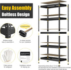 PrimeZone Storage Shelves 3 Packs 5 Tier Adjustable Garage Storage Shelving, Heavy Duty Metal Storage Utility Rack Shelf Unit for Warehouse Pantry Closet Kitchen, 35.5" x 15.75" x 71", Black