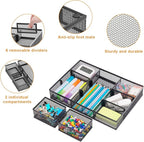 Marbrasse 3 Packs Desk Drawer Organizers, Metal Mesh Dividers Desk Drawer Organizer Tray with 9 Adjustable Compartments, Pen Organizer for Drawer Tray Box Accessories for Desktop,Kitchen, Makeup