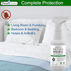 Premo Guard Bed Bug Killer Spray 16 oz - University Tested 100% Kill Rate - Natural Non Toxic, Stain & Scent Free - Kill Bedbugs & Mites On Bed & Blankets, Furniture, Clothing - Child & Pet Safe
