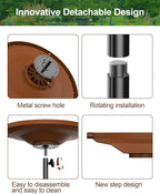 Bird Baths for Outdoors Heavy Duty, 38.5 in Detachable Birdbaths for The Garden Clearance, Bird Bath Bowl Spa & Birdfeeder with Metal Stake Stand for Outdoors Garden, Circle Style (Brown)