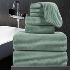 8-Piece Premium Towel Set for Bathroom|2 Oversized Large Bath Sheet,2 Hand Towels,4 Washcloths|Soft Cozy Highly Absorbent Fast Dry Microfiber Shower Towel Set for Hotel Bathroom Essentials,Green