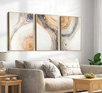 3 Pcs Beige Tree Rings Canvas Wall Art Modern Neutral Abstract Geome Nature Tree Ring Paintings Pictures Wall Decor Poster Print Artwork for Living Room Bedroom Office Home Decoration Unframed