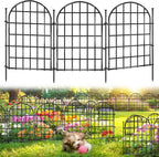 12 Panels Garden Fence, 13.8 ft(L) x 17 in(H) Arched No Dig Fence, Decorative Animal Barrier Fencing with Ground Stake, Rustproof Metal Garden Edging Border for Dog, Rabbit, Outdoor Yard Patio Decor