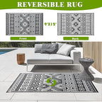 Outdoor Rug 9x12 ft Waterproof, Reversible Outdoor Plastic Straw Rug for Patios Clearance, Outdoor Area Rug Carpet RV Mat for Camping Backyard Deck Porch