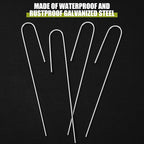 Pelopy 100 Pcs 1/2" Irrigation Drip Tubing Stakes 5 in J-Shaped Landscape Staples Garden Drip Line Stakes Soaker Hose Pins for Lawn Plant Yard Fence Ground Drips Systems, Silver