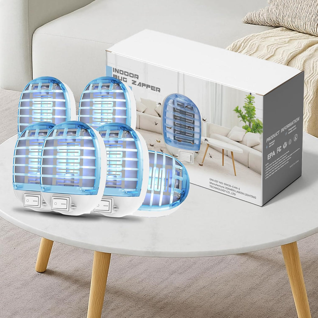 6 Pack Bug Zapper Indoor, Electronic Mosquitoes Killer Zapper with Blue Lights for Living Room, Baby Room, Kitchen, Bedroom(4)