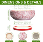 Succulent Pots - 8 Inch Bonsai Pots for Indoor Outdoor, Shallow Ceramic Planter with Drainage Hole and Saucer, Round Flower Succulent Planters, Room Decor, Gifts for Plant Lovers, Red