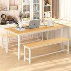 Lamerge Kitchen Table Set with 2 Benches 4 Person Dining Room Table Set for Home Kitchen, Dining Room, Restaurant, Space Saving, 47.2inch Table and 41.3inch Bench, Beige