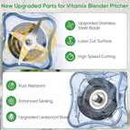 For Vitamix Blender Pitcher 64oz Low-Profile, Replacement Pitcher Container Jar Cup for Vitamix 750, 5200, 5000, 6300, 7500, A3500, Vm0102, Vm0103, Vm0197, E310 Classic/Explorian/Commercial Series