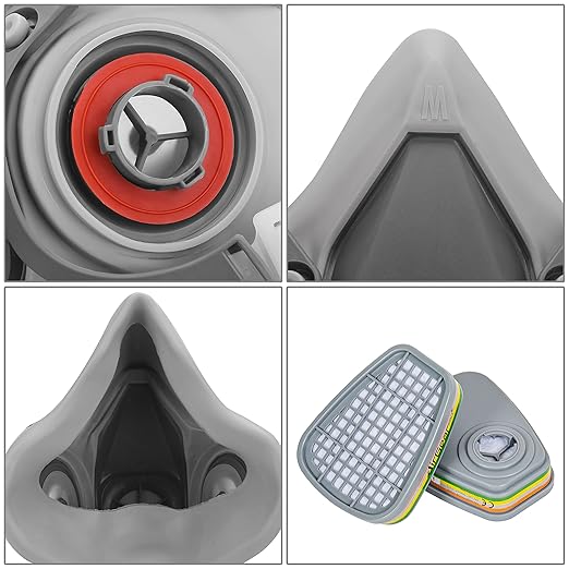 AirGearPro M-500 ABEK1-P2 Reusable Respirator Mask | Anti-Dust Gas mask Ideal for Spray Painting, Sanding, Building work, Chemical, DIY and more.