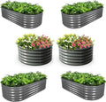 A ANLEOLIFE 6-Pack 4X4X1.5ft & 6X2X1.5ft Deep Root Galvanized Raised Garden Beds Outdoor for Planting Vegetables Flowers Herb, Quartz Grey