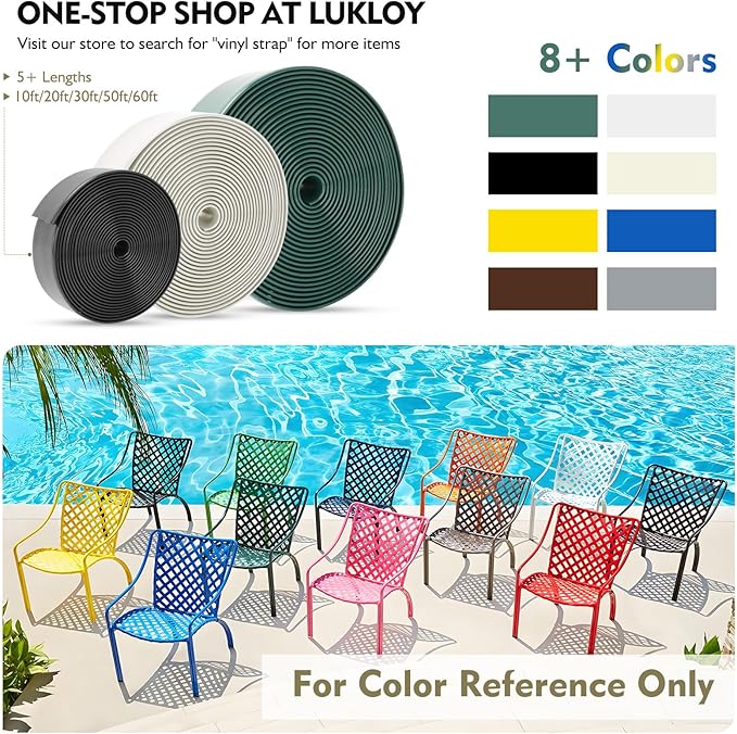 LukLoy 2" Wide 20ft Long Vinyl Straps for Patio Chairs Repair DIY + 20 Rivets, Replacement Straps for Lawn Chairs Patio Garden Balcony Outdoor Lounge Dining Furniture Repair, Driftwood