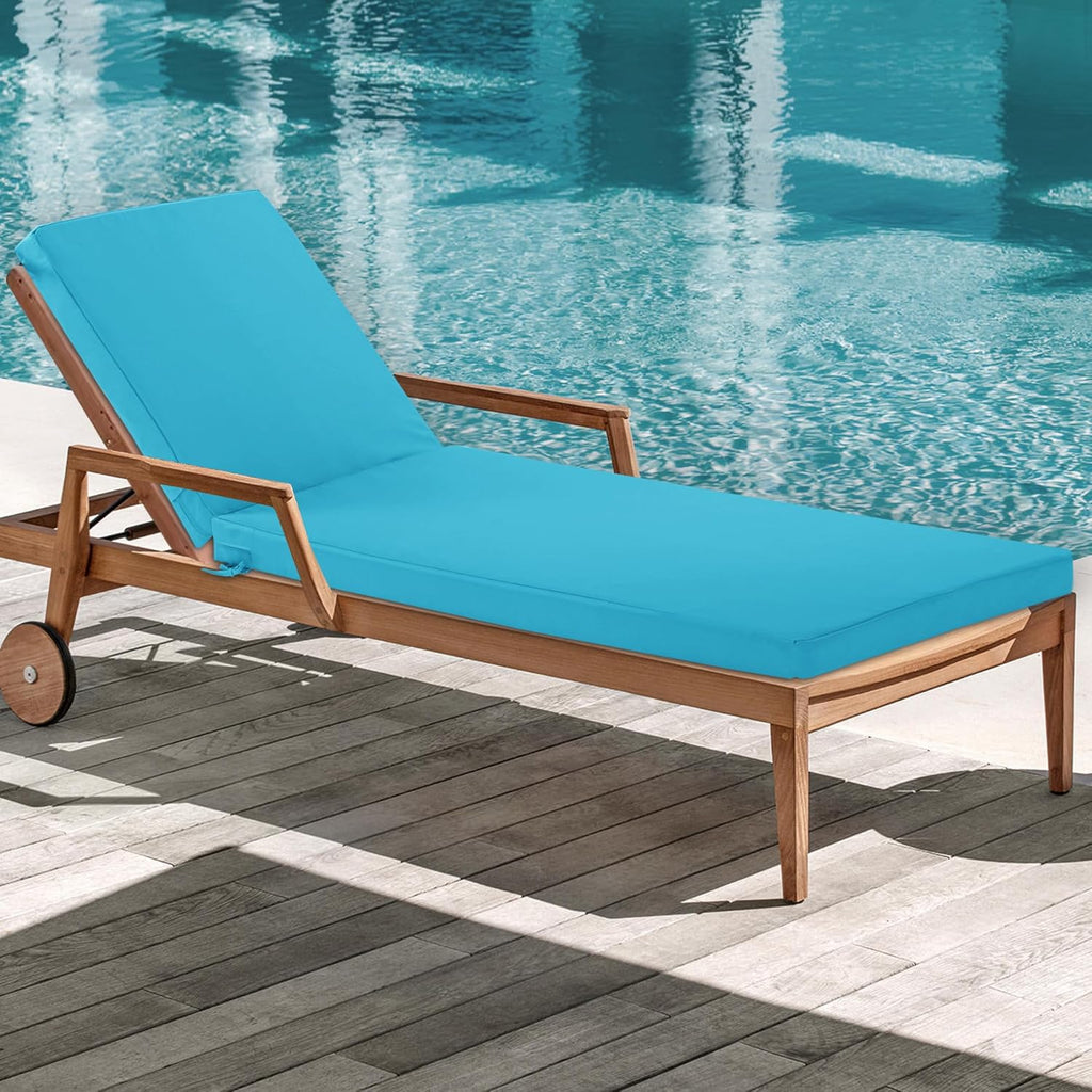 Chaise Lounge Cushions Outdoor - Waterproof and Fade Resistant Sun Lounger Replacement Cushions - Patio Lounger Pads with Removable Cover for Pool, Deck, Lawn, 80 x 26 x 3 Inch, Teal
