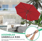 JEAREY 10FT Outdoor Patio Umbrella Outdoor Table Umbrella with Push Button Tilt and Crank, Market Umbrella 8 Sturdy Ribs UV Protection Waterproof for Pool, Garden (Light Red)