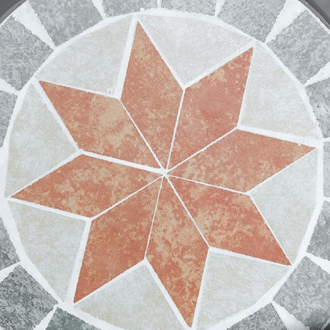 Outsunny 12" Patio Round Side Table, Outdoor Footstool, Garden Mosaic Accent Side Table, Plant Stand, Gray