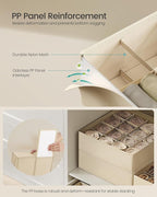 SONGMICS Set of 4 Underwear Organizers, Drawer Organizers, Dresser Closet Storage, 80 Cells (2x16+2x24), Foldable Dividers, 11.8 x 11.8 x 3.9 Inches, for Socks, Ties, Belts, Summer Sand URUS011K01