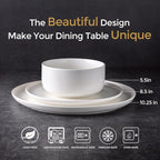 LERATIO Stoneware Dinnerware Sets for 6,Handcarft Ceramic Plates and Bowls Sets,Chip and Scratch Resistant Dishes, Dishwasher & Microwave Safe, Oven safe,Reactive Glaze-White