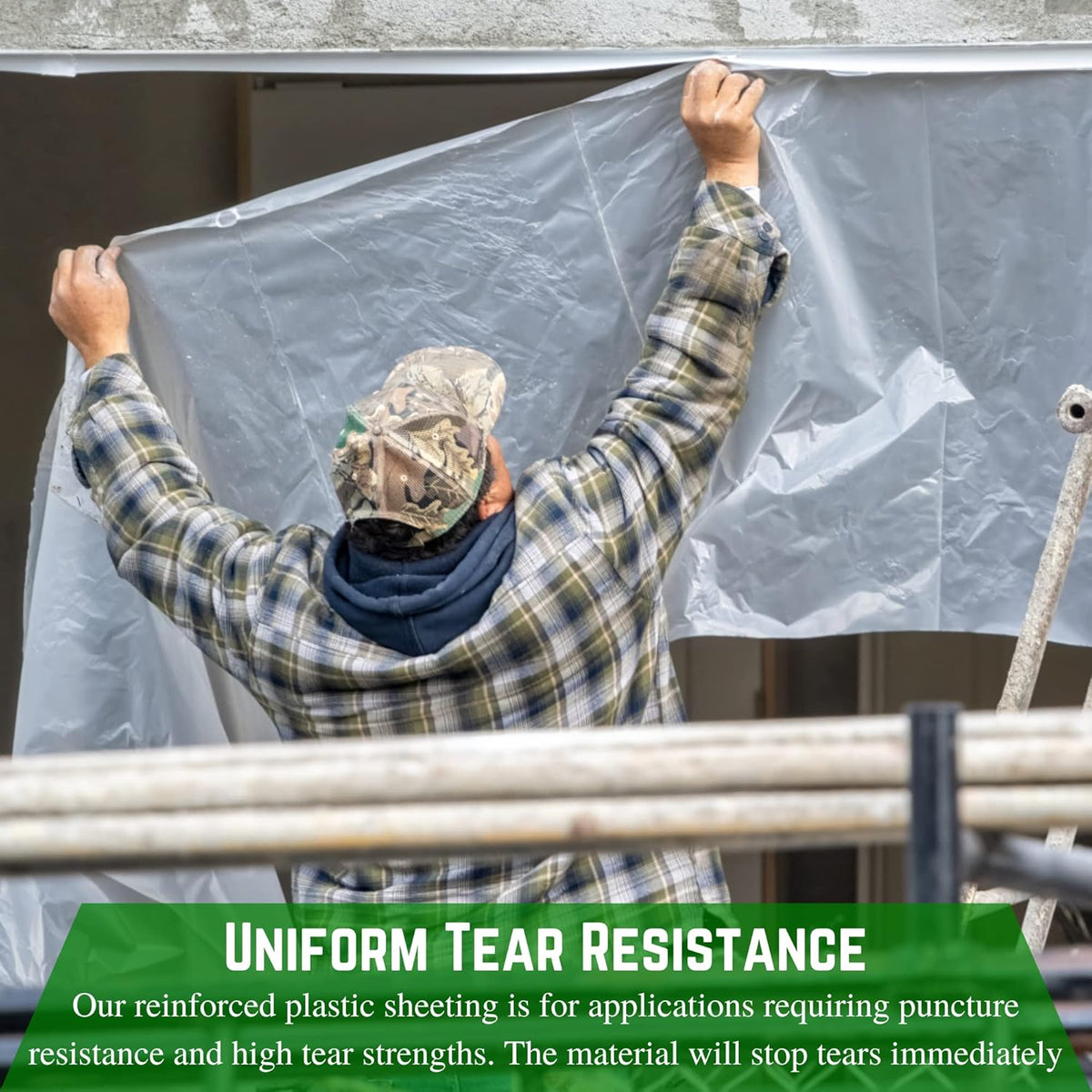 Farm Plastic Supply - Dura Skrim String Reinforced Clear Plastic Sheeting - 10 Mil - (32' x 90') - UV-Rated Extra Heavy Duty Poly Film Tear Resistant, Vapor Barrier Polyethylene Roll for Construction