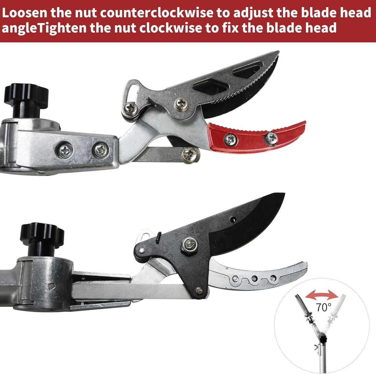 GARTOL Pruner for Garden, Cut Upto 1 Inch & Hold Telescopic Pole Pruner, Fruit Picker with Rotating Blade Head, Lightweight Aluminum Extendable Handle for Tree Branch Cutter, 3.67-5.45 FT, Silver