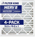 Filter King 15.5x15.5x1 Air Filter | 4-PACK | MERV 8 HVAC Pleated A/C Furnace Filters | MADE IN USA | Actual Size: 15.5 x 15.5 x .75"