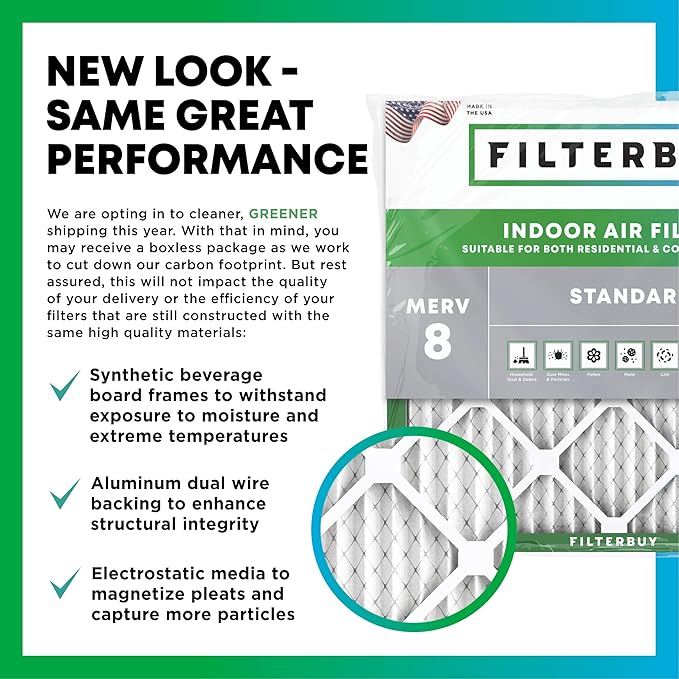 Filterbuy 13.25x13.25x4 Air Filter MERV 8 Essential Dust & Allergy Defense (5-Pack), Electrostatic Pleated HVAC AC Furnace Filters Replacement, Made in USA (Actual Size: 13.25 x 13.25 x 3.63)