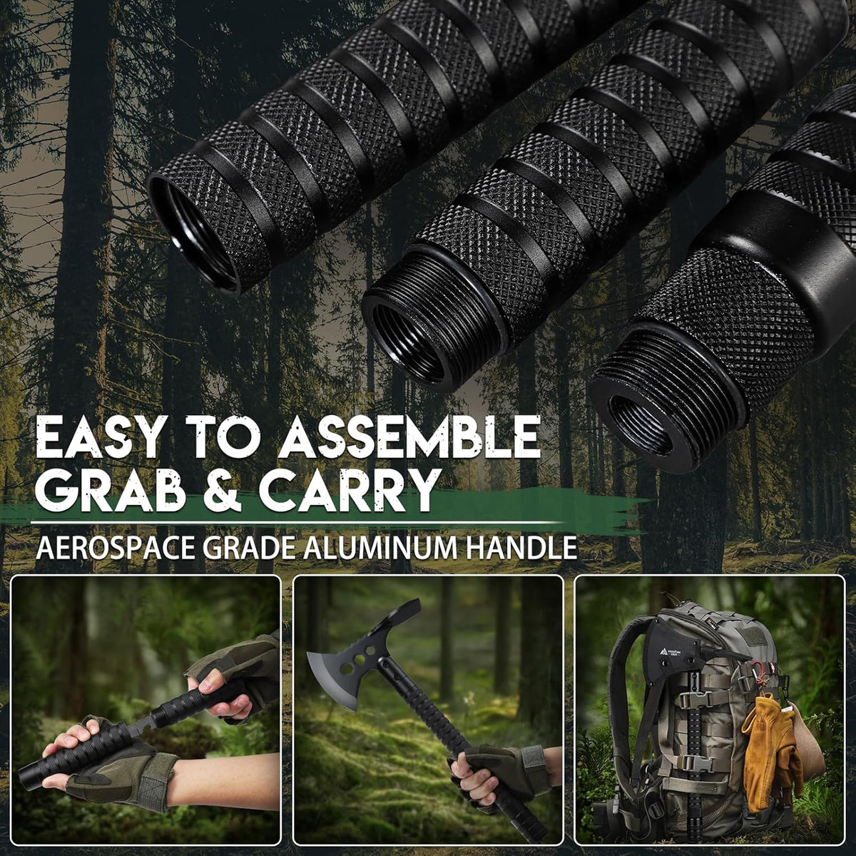 Freelander Tactical Axe 2 Pack, Sharp Tomahawk with Sheath, Portable Tomahawk with Clip and Bottle Opener, Durable Survival Hatchet for Emergency, Hiking and Camping (Multi-Functional Camping Axe)