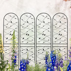 4 Pack Metal Garden Trellis 86.7" Tall Outdoor Climbing Plant Support for Roses, Flowers, Rustproof Durable Black Galvanized Tube, Lawn Garden Fence Decor Screen (4, Black birds-86.7" H)