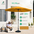 JEAREY 10FT Outdoor Patio Umbrella Outdoor Table Umbrella with Push Button Tilt and Crank, Market Umbrella 8 Sturdy Ribs UV Protection Waterproof for Pool, Garden (Light Orange)