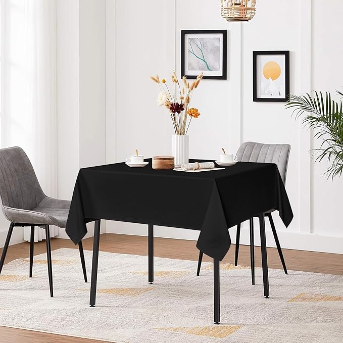 sancua Small Square Tablecloths 2 Pack - 36x36 Inch - Black Table Cloth for Square or Round Tables, Washable Polyester Fabric Table Cover for Nightstand End Bedside Tables