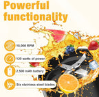 Portable Personal Blender 24oz Vacuum Cup Cordless Blender for 120 Watt Rechargeable Personal Size blender With Stainless Steel Bottle Ideal For-Shakes and Smoothies, BPA Free (Black）