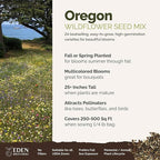 Eden Brothers Oregon Wildflower Mixed Seeds for Planting, 1/4 lb, 120,000+ Seeds with Bluebell, Cornflower | Attracts Pollinators, Plant in Spring or Fall, Zones