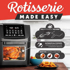 Gourmia Air Fryer Toaster Oven Combo - All-in-One 14-Quart Digital Air Fryer Toaster Oven with Rotisserie & Dehydrator – 12 Presets, Guided Cooking Prompts, 1750W, Dishwasher-Safe Accessories