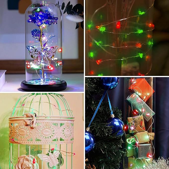 3 Pack Fairy Lights Battery Operated with Remote Control Timer, 26 FT 80 LED String Lights Outdoor Indoor, 8 Mode Twinkle Lights for Christmas Party Wedding Birthday Bedroom Décor (Red and Green)