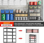 Metal Garage Storage Shelving Unit, 5-Tier Heavy Duty Adjustable Utility Shelves, Industrial Steel Shelving for Garage, Warehouse, and Storage Solutions 24" D x48 W x72 H