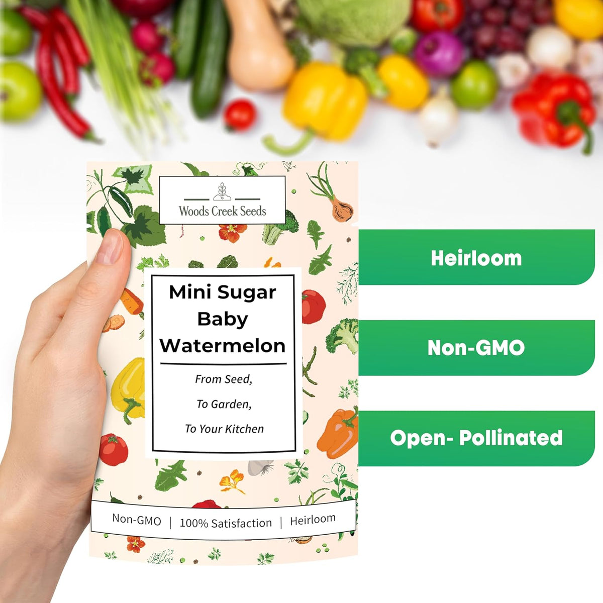 Woods Creek Seeds: Sugar Baby Watermelon Seeds for Planting - Over 90 Heirloom Watermelon Seed Pack - Non-GMO Fruit Seeds for Planting Home Garden or Outdoors - Mini Watermelon Seeds for Gardeners