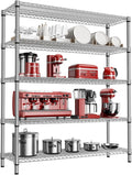 2200 Lbs 5 Tier Storage Rack Metal Wire Shelving Unit, Storage Standing Shelf Organizer for Laundry Bathroom Kitchen Pantry Closet Garage, Chrome 17.7" D x 59.1" W x 70.4" H