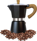 Moka Pot Espresso Coffee Maker and Manual Coffee Bean Grinder, 300ml-6 Cups Espresso Maker, Easy To Use And Clean, Camping Home Use,Suitable For Mocca Puccino Coffee (Black)