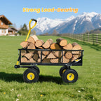 900 lbs Steel Garden Cart, Heavy Duty Yard Utility Wagon with 10" Pneumatic Tires, Removable Mesh Sides and 180° Rotating Anti-Slip Handle
