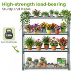 Ohuhu Plant Greenhouse Shelves 4 Tier 2 Pack Extra-Wide Stable Green House Shelving for Outdoor, 35x12x42 Inch Portable Rustproof Metal Shelf Plant Stand Rack Greenhouse Accessories