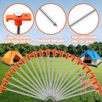 smillixin 23 Pack Tent Stakes Heavy Duty,10 Inch Non-Rust Metal Tent Pegs Camping Stakes,Ground Stakes Tent Spikes for Camping,Garden,Hiking,Grassland,with 1 Pcs Hooked Head & 2 Pcs 10FT Ropes