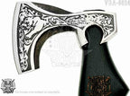 SHINY CRAFTS-Camping Axe Tomahawk Viking Bearded Axe Handmade Viking Axe with Ashwood Handle Viking Gifts for Men with Premium Quality Leather Sheath (SCA 24)